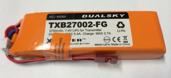 Dualsky Lipo Senderakku 2700mAh 2S für Futaba FG Fernsteuerungen