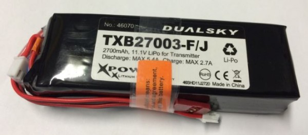 Dualsky Lipo Senderakku 2700mAh 3S für Futaba FF9 und JR Fernsteuerungen